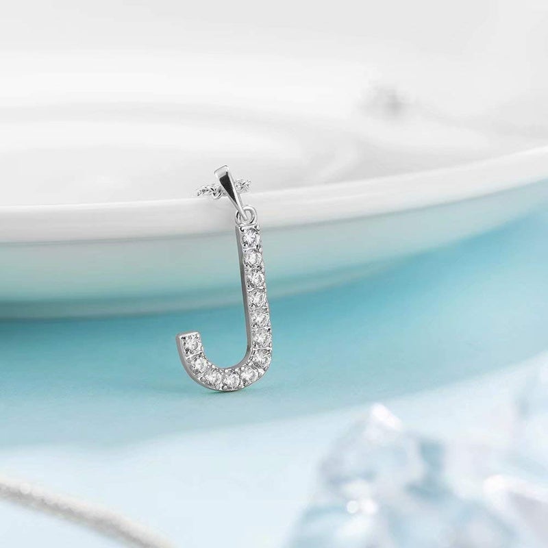 Tarsus J Initial Letter Stainless Steel Silver Alphabet Pendant Necklace Monogram charm cubic zirconia Jewelry Gifts for Women Teen - Image 4